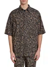 Isabel Marant Labilo Oversize Floral Short Sleeve Button-up Shirt In Black Ochre