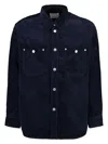 Isabel Marant Wool Corduroy Overshirt With Velvet Pockets In Blue