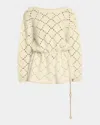 Isabel Marant Merida Belted Pointelle Knit Mini Sweater Dress In Neutral