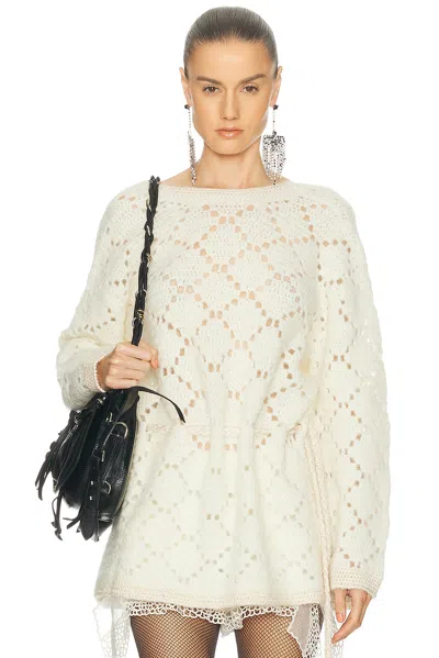 Isabel Marant Gaelle Long-sleeved Stretch Lace Top In Neutral