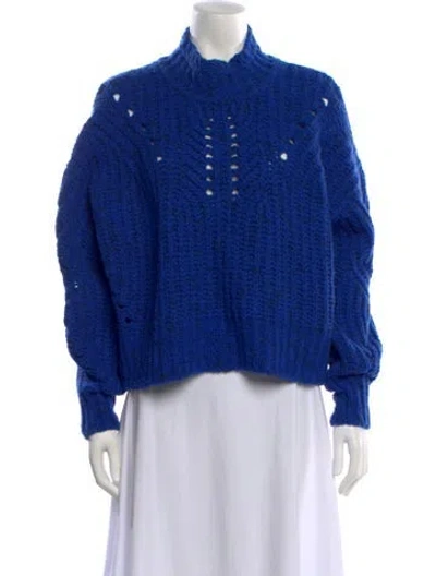 Pre-owned Isabel Marant Merino Wool Mock Neck Sweater In Blue