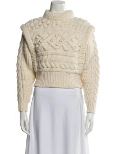 Pre-owned Isabel Marant Merino Wool Mock Neck Sweater In Neutral
