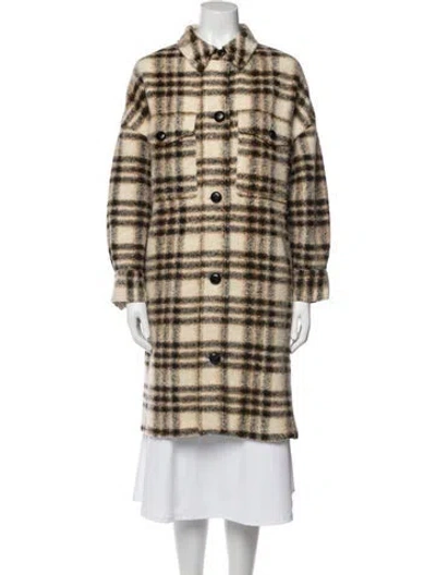 Pre-owned Isabel Marant Merino Wool Plaid Print Coat In Neutral
