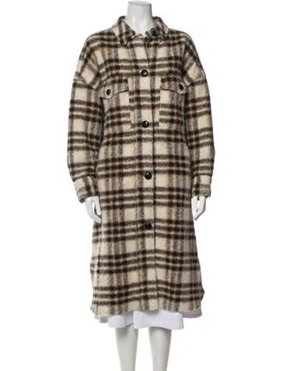 Pre-owned Isabel Marant Merino Wool Plaid Print Coat In Neutrals