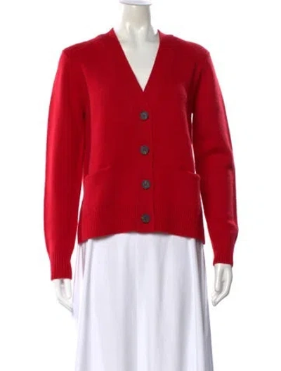 Pre-owned Isabel Marant Merino Wool V-neck Sweater In Red