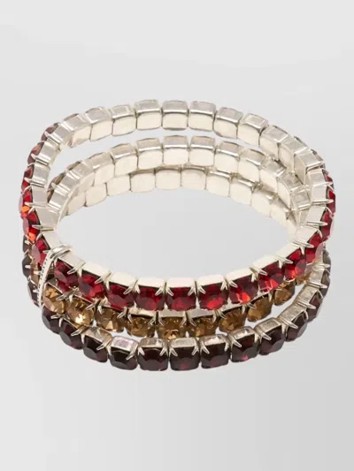 Isabel Marant Metal Bracelet Set Stacked Square Stones In Neutral