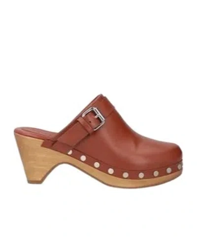 Isabel Marant Metal Buckle Studded Slide Sandals In Brown