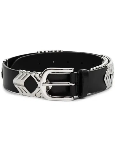Isabel Marant Tehora Bel Belts In Green Leather In Black