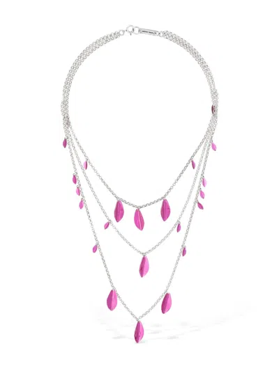 Isabel Marant Metal Shiny Leaf Necklace In Metallic