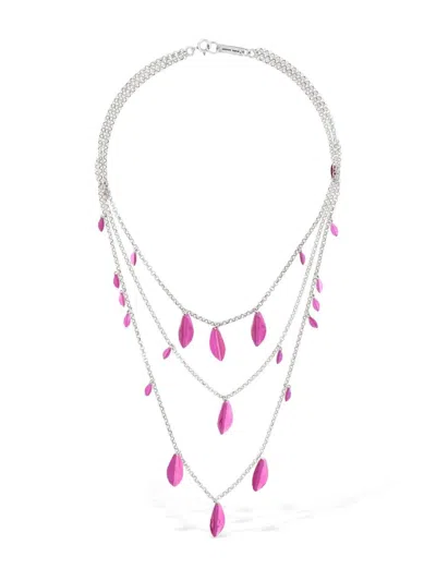 Isabel Marant Metal Shiny Leaf Necklace In Multi
