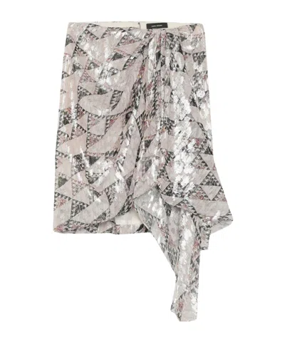 Isabel Marant Metallic Asymmetric Skirt In Gray