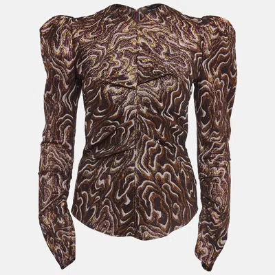 Pre-owned Isabel Marant Metallic Patterned Lurex Ruched Top S