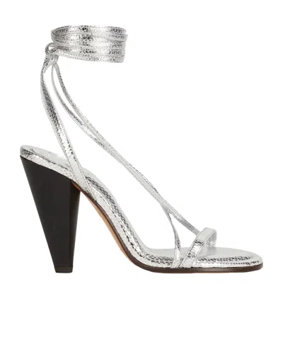 Isabel Marant Metallic Snake-print Leather High-heel Sandals In Neutral