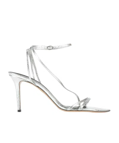 Isabel Marant Metallic Snakeprint Pointedtoe Highheel Sandals In Silver