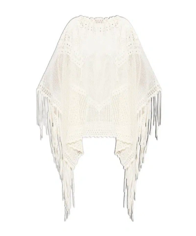 Isabel Marant Metila Crochet Fringed Cape In White
