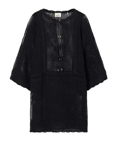 Isabel Marant Metina Crocheted Cotton-blend Mini Dress In Black