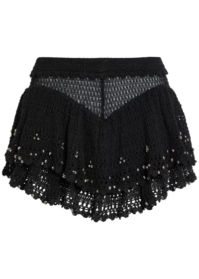 Isabel Marant Metuanie Bead-embellished Crochet Shorts In Black