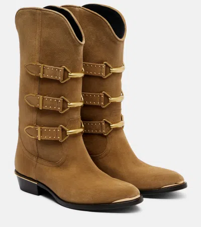 Isabel Marant Mexia 35 Suede Cowboy Boots In Brown
