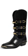 Isabel Marant Mexia Studded Leather And Suede Knee Boots In Black