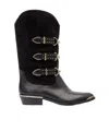 Isabel Marant Pointy Toe Leather Boots With Decorative Buckles In Black