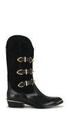 Isabel Marant Pointy Toe Leather Boots With Decorative Buckles In Black