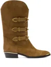 Isabel Marant Mexia Buckle Studded Boots In Brown