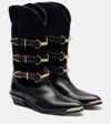 Isabel Marant Mexia Studded Leather And Suede Knee Boots In Black