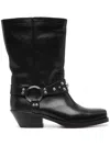 Isabel Marant Mid-calf Leather Boots With Decorative Strap And Buckle