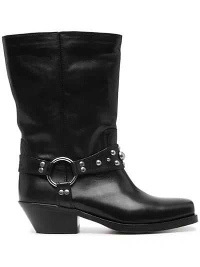 ISABEL MARANT ISABEL MARANT MID-CALF LEATHER BOOTS WITH DECORATIVE STRAP AND BUCKLE