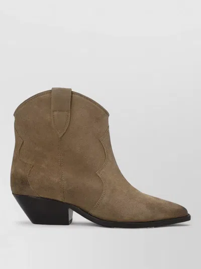 Isabel Marant Mid Heel Pointed Toe Western Boots In Neutral