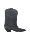 Isabel Marant Mid-height Block Heel Suede Western Boots In Gray