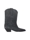 Isabel Marant Mid-height Block Heel Suede Western Boots In Gray