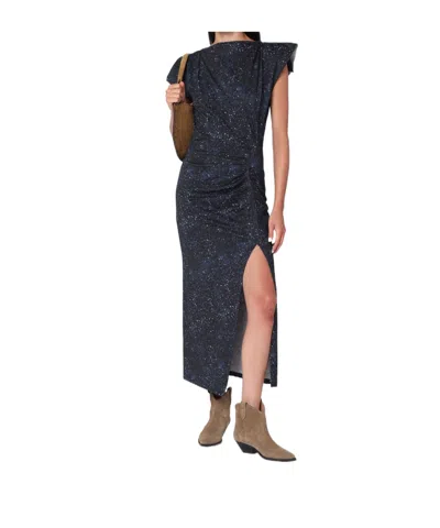 ISABEL MARANT MID-LENGTH DRESS WITH MIDNIGHT BLUE PRINT