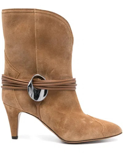 ISABEL MARANT MID TAPERED HEEL LEATHER BOOTS FOR WOMEN
