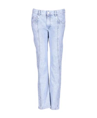 Isabel Marant Middle Waist Straight Tube Jeans In Blue