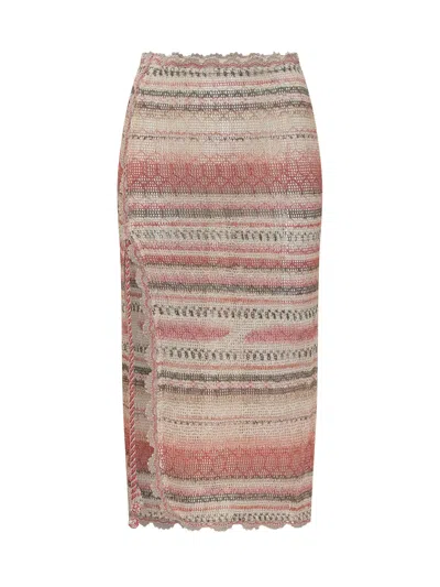Isabel Marant Midi Boho Striped Skirt In Multi