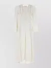 Isabel Marant Midi Dress With Long Sleeves And Lace Trim In Neutral