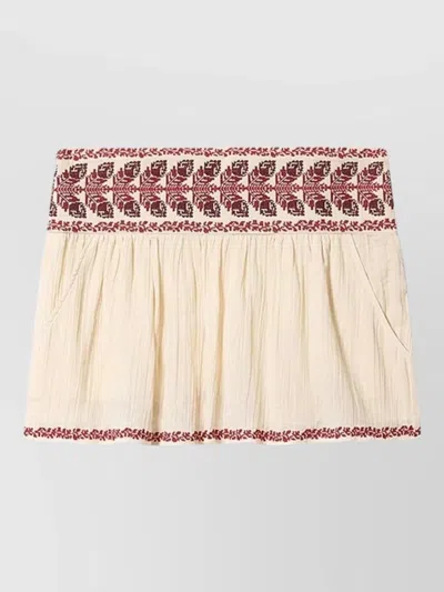 Isabel Marant Midi Skirt Elastic Waist Embroidered Pockets In White