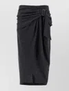 Isabel Marant Midi Skirt With Draped Design And Pinstripes In Black