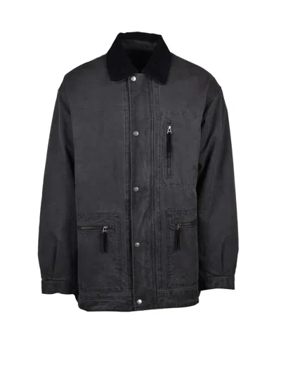 Isabel Marant Mid-length Grey Overcoat With Quilted Interior In Black