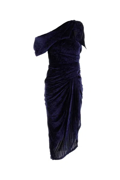 Isabel Marant Midnight Blue Velvet Cyane Dress In Multi