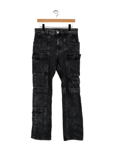 Pre-owned Isabel Marant Mid-rise Wide Leg Jeans In Black