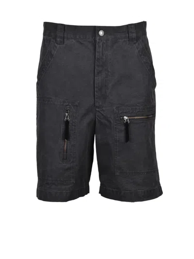 Isabel Marant Mid-thigh Relaxed Fit Cotton Shorts In Black