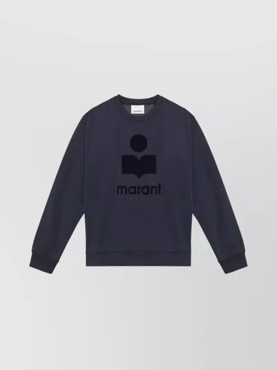 Isabel Marant Mikoy Cotton Blend Sweater With Ribbed Hem In Blue