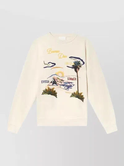 Isabel Marant Mikoy Crewneck Sweatshirt Long Sleeves In Neutral