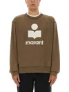 Isabel Marant Long-sleeve Graphic Sweatshirt With Vintage Wash In Brown