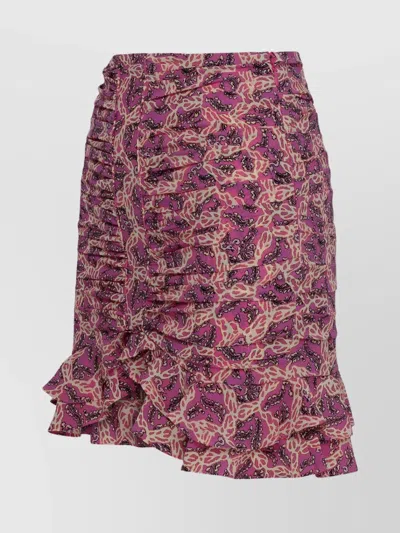 Isabel Marant 'milendi' Asymmetrical Ruffle Printed Skirt In Purple