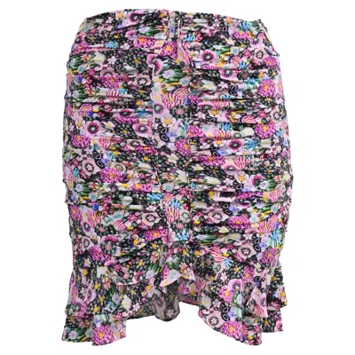 ISABEL MARANT MILENDI FLORAL MINI SKIRT IN MULTICOLOR SILK