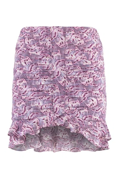 Isabel Marant Milendi Printed Silk Skirt In Purple