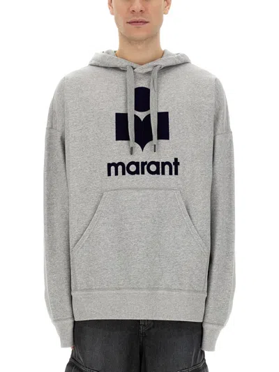 Isabel Marant Organic Cotton Sweatshirt With Flocked Logo In Grey